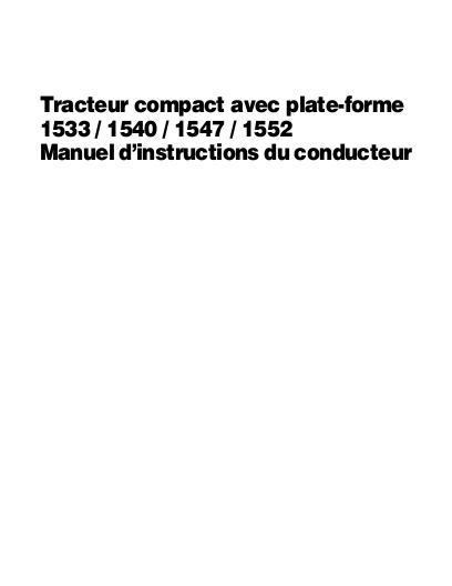 AGCO 1533 1540 1547 1552 Tractor (Platform version) Operator Manual 4283030M4 French