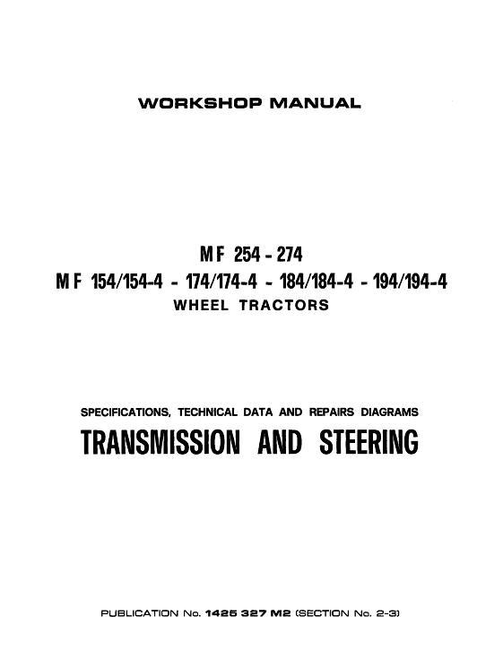 AGCO 154 154-4 174 174-4 184 184-4 194 194-4 Service Manual 1425327M2 English