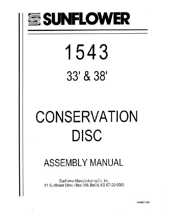 AGCO 1543 Disc Harrow (conservation, 33 - 38 ft) Operator Manual SN997210 English