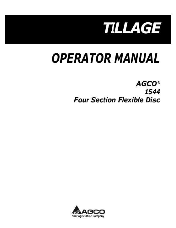 AGCO 1544 Disc Harrow (4 section, flexible) Operator Manual 997397ABE English