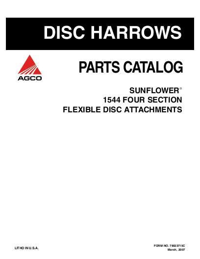 AGCO 1544 Disc Harrow Attachments Parts Book 79023715C English