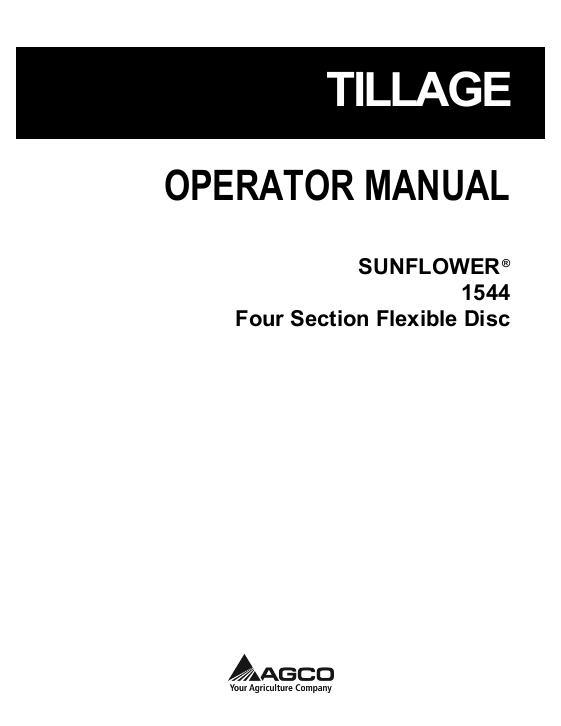 AGCO 1544 Disc Harrow (flexible, 4 section) Operator Manual 997397SNF English