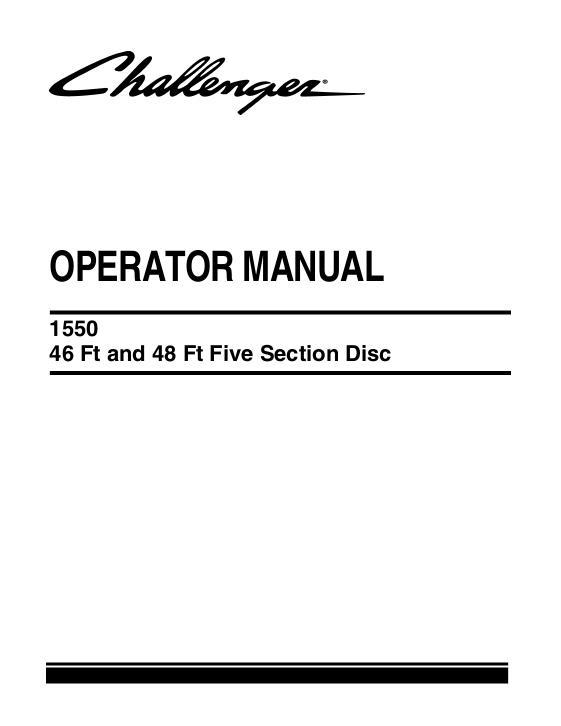 AGCO 1550 Disc Harrow (46 and 48 foot, five section) Operator Manual 9971451CHA English