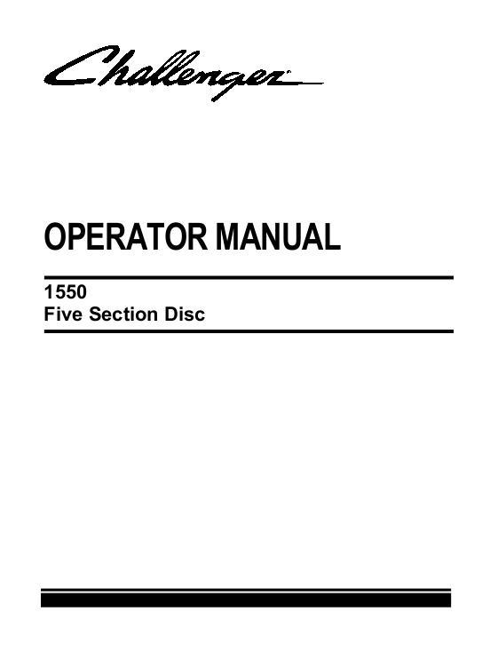 AGCO 1550 Disc Harrow (5 section) Operator Manual 9971148CHD English