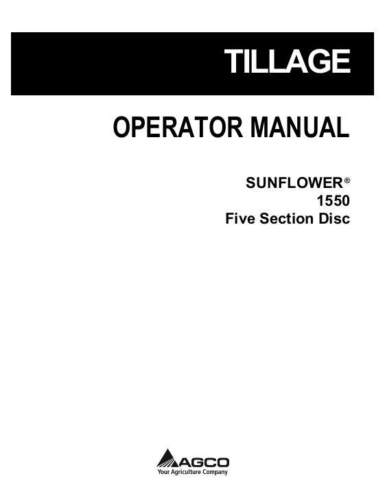 AGCO 1550 Disc Harrow (5 section) Operator Manual 9971148SND English
