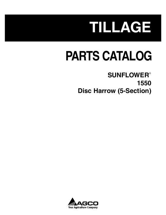 AGCO 1550 Disc Harrow (5 section) Parts Book 79034418F English