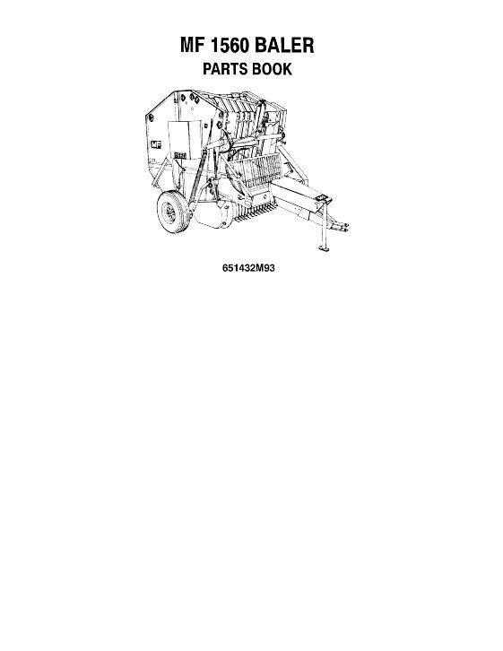 AGCO 1560 Round Baler Parts Book 651432M93 English