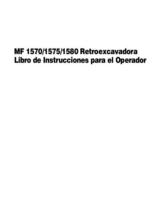 AGCO 1570 1575 1580 Backhoe Operator Manual 4283323M5 Spanish
