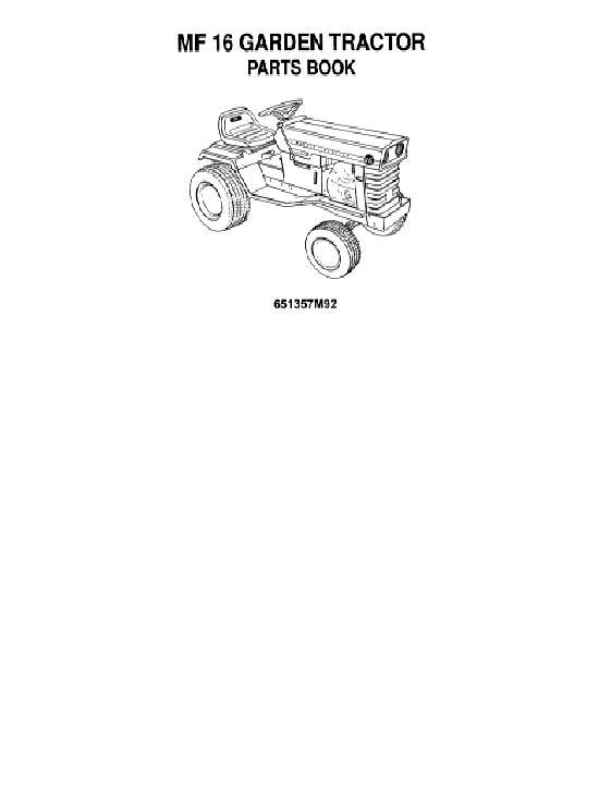 AGCO 16 Lawn Tractor Parts Book 651357M92 Multiple