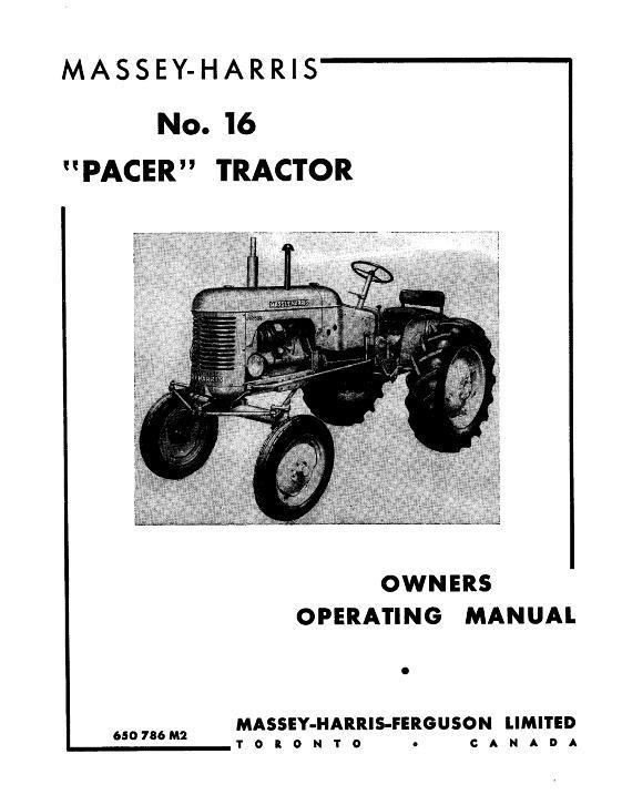 AGCO 16 Pacer Tractor Operator Manual 650786M2 English