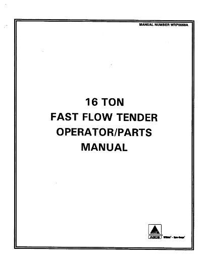 AGCO 16 Ton Fast Flow Tender (LR-16, 1989) Operator Manual WRP0058A English