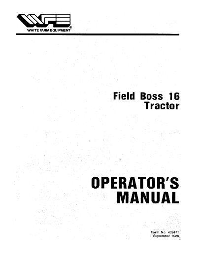 AGCO 16 Tractor (Field Boss) Operator Manual 432471 English