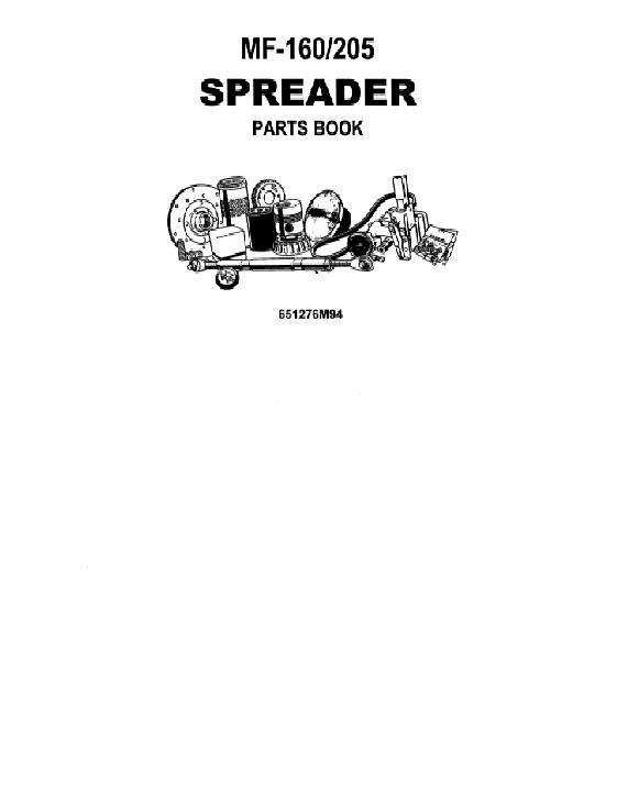 AGCO 160 205 Manure Spreader Parts Book 651276M94 English