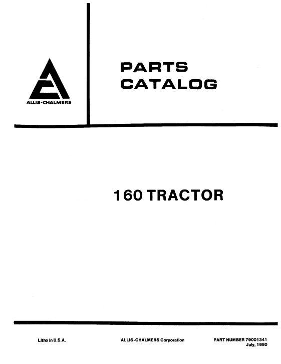 AGCO 160 Tractor Parts Book 79001341 English