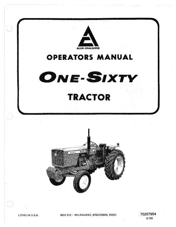 AGCO 160 Tractor (prior sn 144046) Operator Manual 70257954 English
