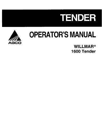 AGCO 1600 Tender Operator Manual WRP0412 English