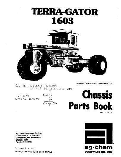 AGCO 1603 TerraGator (chassis, 1980) Parts Book AG005412 English