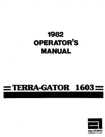 AGCO 1603 TerraGator (chassis, 1982) Operator Manual AG005650 English
