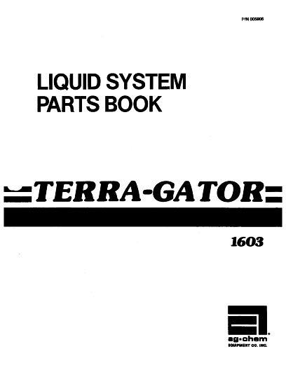 AGCO 1603 TerraGator (liquid system) Parts Book AG005906 English