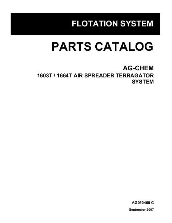 AGCO 1603T 1664T TerraGator (air spreader system) Parts Book AG050469C English
