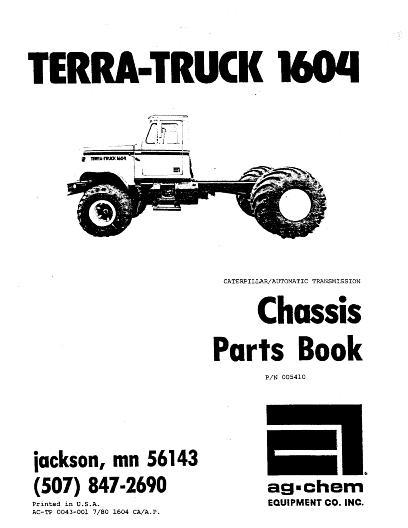AGCO 1604 TerraTruck (chassis) Parts Book AG005410 English