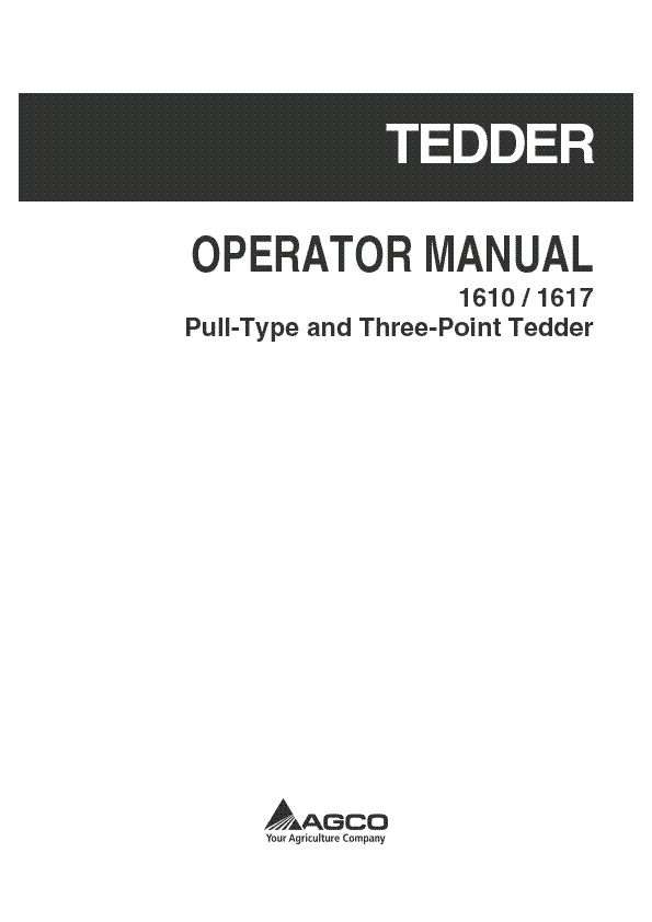 AGCO 1610 1617 Tedder (pull-type & 3 point) Operator Manual 700733255B English