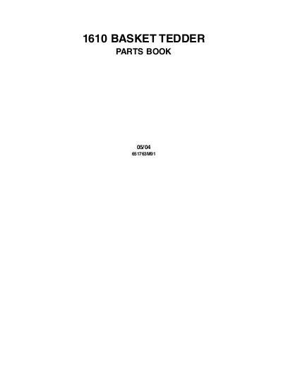 AGCO 1610 Tedder (pull-type, 3 point) Parts Book 651763M91 English