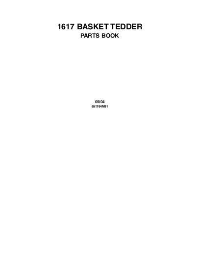 AGCO 1617 Tedder (pull-type, 3 point) Parts Book 651764M91 English