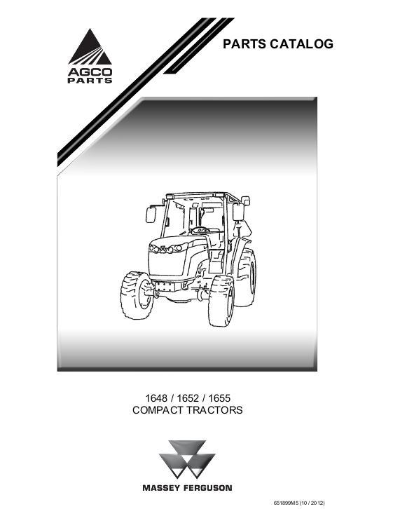 AGCO 1648 1652 1655 Compact Tractor Parts Book 651899M5 English