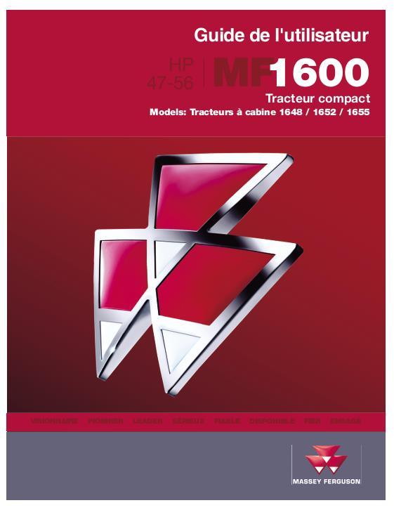 AGCO 1648 1652 1655 Compact Tractor (cab) Operator Manual 4283365M1 French