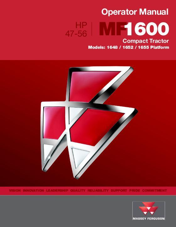 AGCO 1648 1652 1655 Compact Tractor (platform) Operator Manual 4283367M4 English