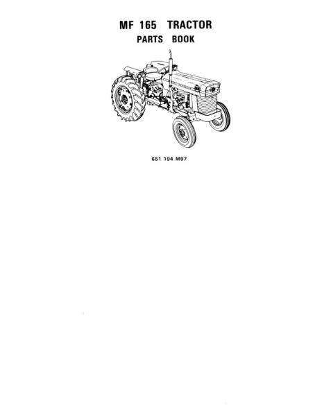 AGCO 165 Tractor (Continental gas, Perkins gas & diesel) Parts Book 651194M97 English