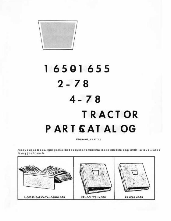 AGCO 1650 1655 2-78 4-78 Tractor Parts Book 433121 English