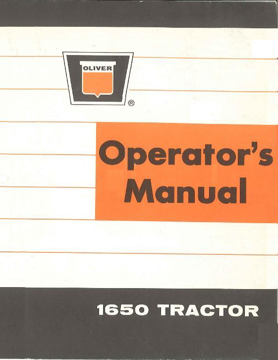 AGCO 1650 Tractor Operator Manual 432077 English
