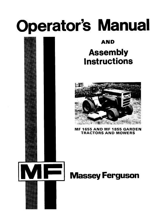 AGCO 1655 1855 Lawn Tractor Operator Manual 1448382M2 English