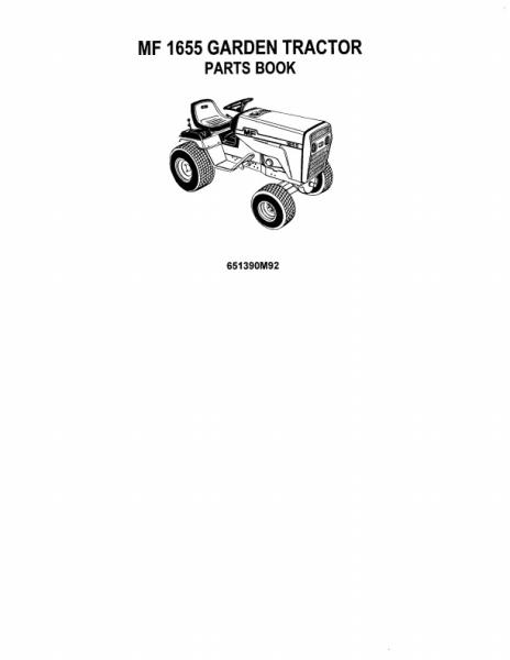 AGCO 1655 Lawn Tractor Parts Book 651390M92 Multiple