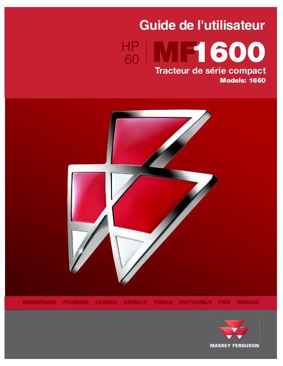 AGCO 1660 Compact Tractor Operator Manual 4283377M1 French