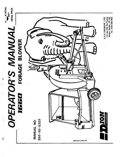 AGCO 1660 Forage Blower (Mammouth, 1993) Operator Manual S5593E333 English