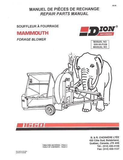 AGCO 1660 Forage Blower (Mammouth) Parts Book S5595P228 Multiple