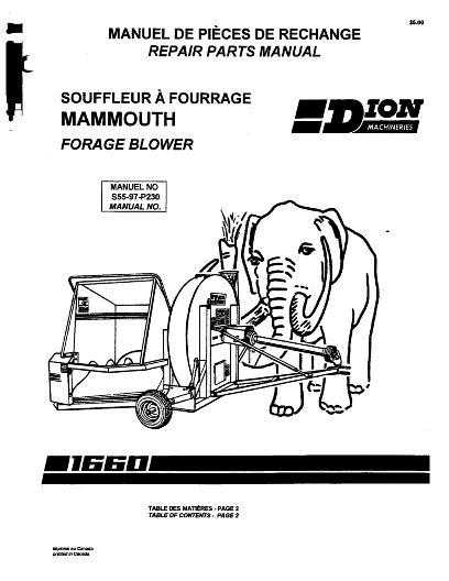 AGCO 1660 Forage Blower (mammouth) Parts Book S5597P230 Multiple