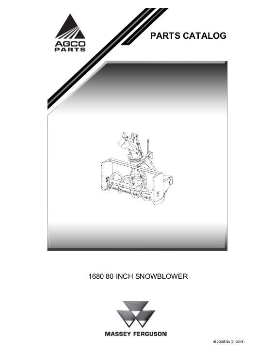 AGCO 1680 Snow Blower Parts Book 652090ENA English