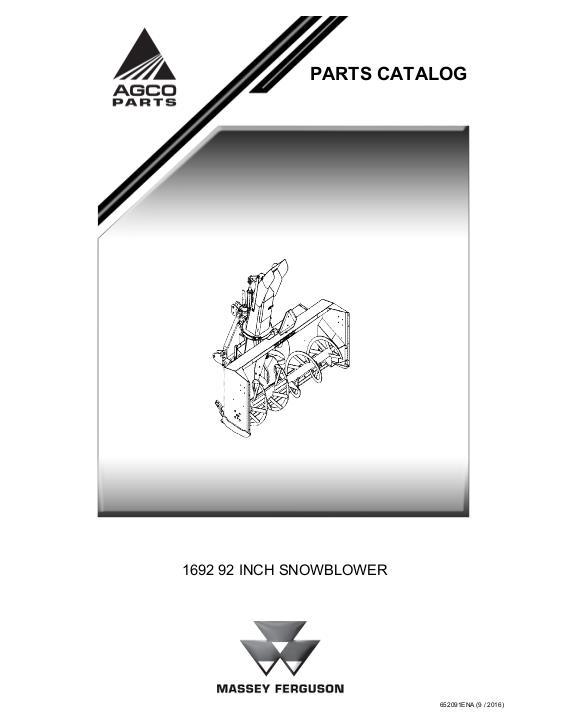 AGCO 1692 Snow Blower Parts Book 652091ENA English