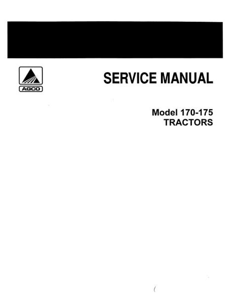 AGCO 170 175 Tractor Service Manual 79003412 English