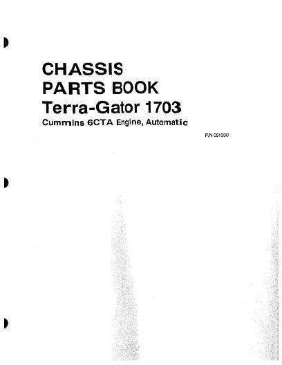 AGCO 1703 TerraGator (chassis, 6 CTA, auto trans) Parts Book AG051030 English