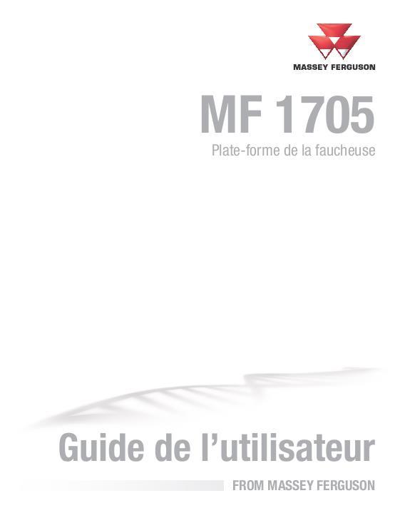 AGCO 1705 Mower Deck Operator Manual 4283512M1 French
