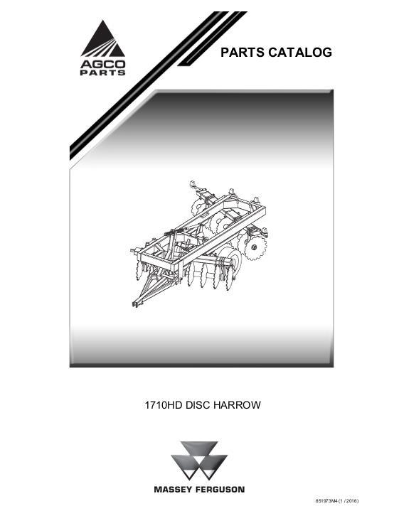 AGCO 1710HD Disc Harrow Parts Book 651973M4 English