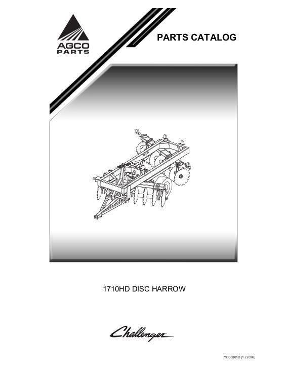 AGCO 1710HD Disc Harrow Parts Book 79035301D English