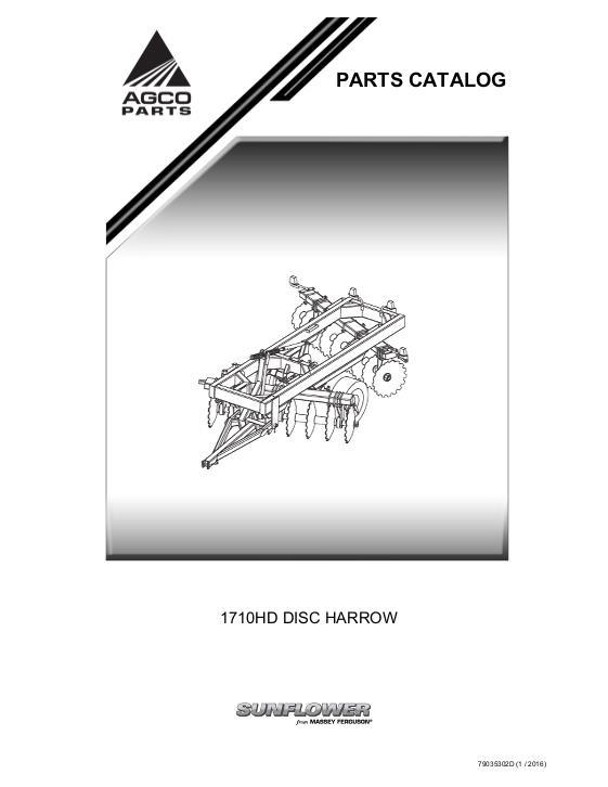 AGCO 1710HD Disc Harrow Parts Book 79035302D English