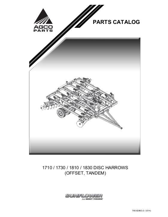 AGCO 1717 1730 1810 1830 Disc Harrow Parts Book 79035286D English