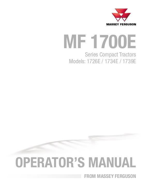 AGCO 1726E 1734E 1739E Compact Tractor Operator Manual 4283523M3 English